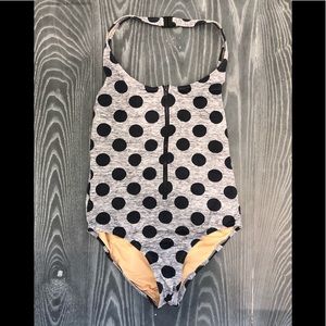 JCrew Polka Dot Zipper One Piece Swimsuit - 10